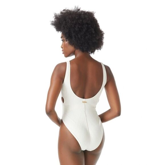 VINCE CAMUTO Ribbed High-Leg CutOut One-Piece Swimsuit Ripple Effect New Size 4 - Picture 3 of 11